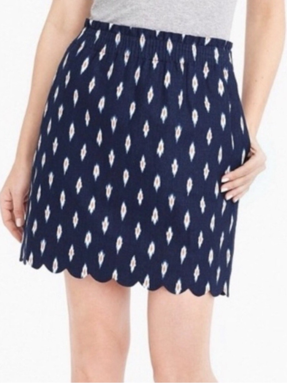 NWT J. Crew Sidewalk Skirt in Cream & Black Ikat Print